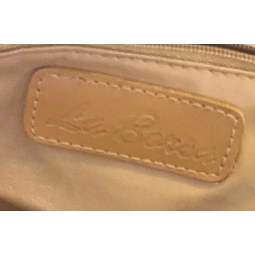 La Borsa Woven Cognac Leather & Solid Beige Woven Fabric‎ Satchel Handbag